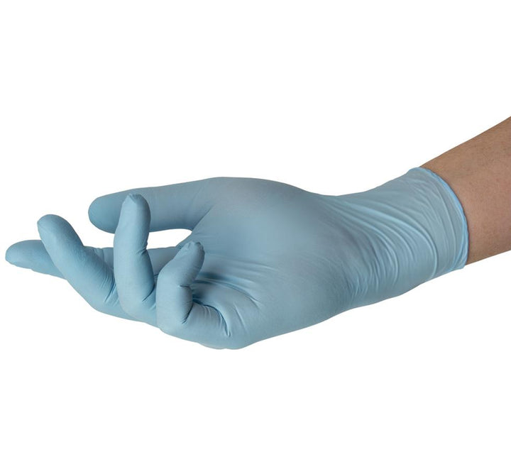 A Person Wearing a Single Light Blue MICROFLEX® 93-833 Glove - Sentinel Laboratories Ltd