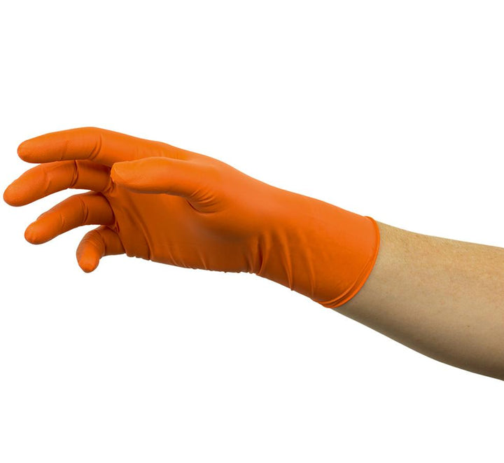 A Person Wearing a Single Orange MICROFLEX® 93-856 Glove - Sentinel Laboratories Ltd