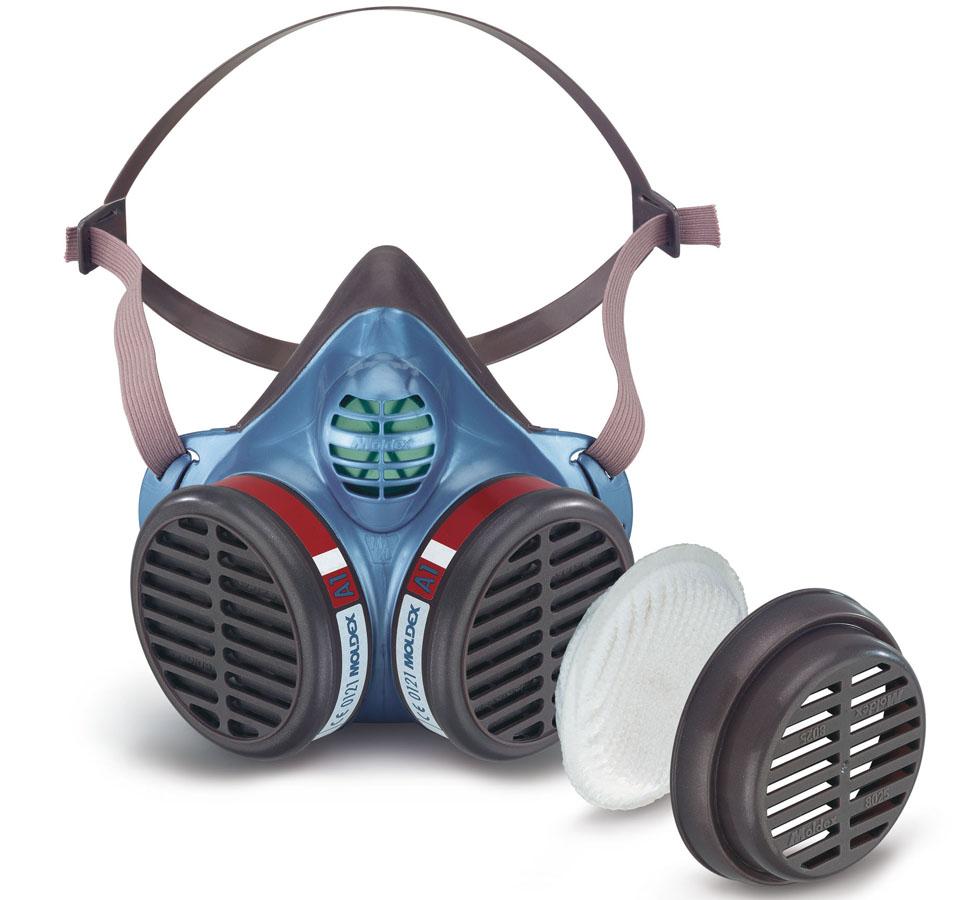 A Single Blue, Bronze and Red Moldex Series 5000 Disposable Half Mask, Showing Inside of Filter - Sentinel Laboratories Ltd
