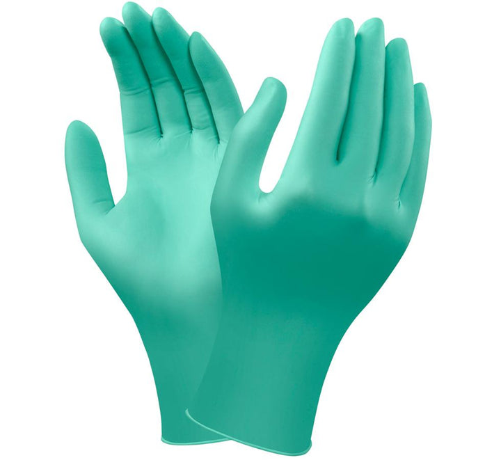 A Pair of Green Long Length Cuff NEOTOUCH® 25-201 Nitrile Gloves - Sentinel Laboratories Ltd