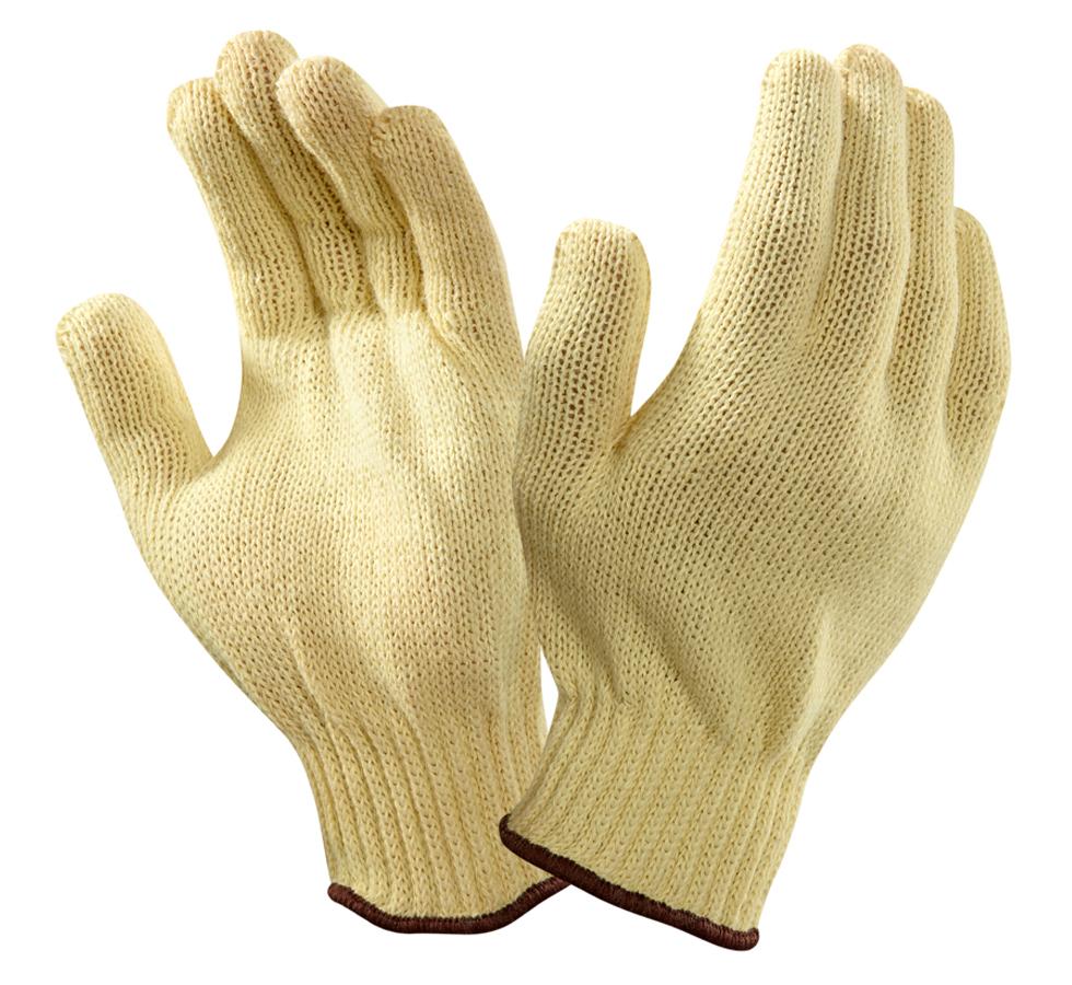 A Pair of Light Yellow NEPTUNE® KEVLAR® 70-215 Gloves Knitted with Brown Beaded Cuffs - Sentinel Laboratories Ltd