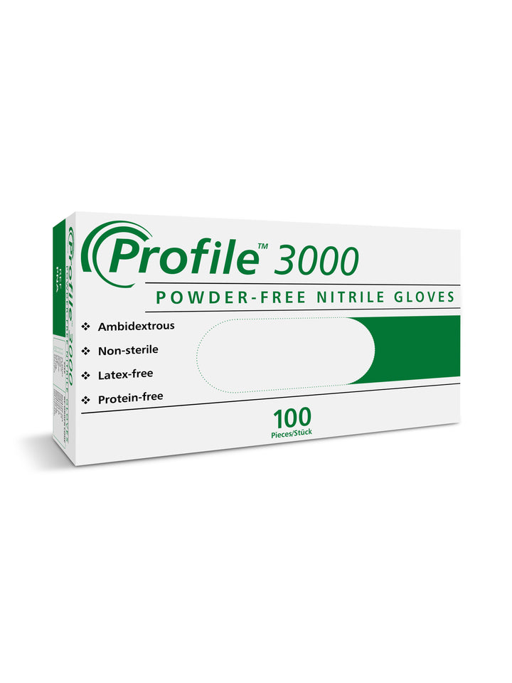 White and Green Box of BioClean Profile 3000 Powder-Free Nitrile Gloves