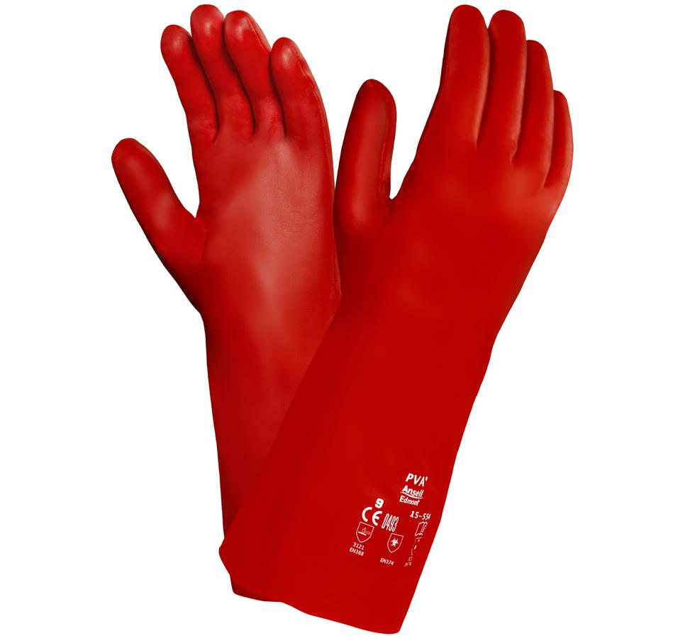 A Pair of Red PVA® 15-554 Gloves with White Lettering - Sentinel Laboratories Ltd
