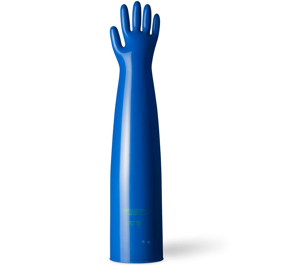 A Single Navy Coloured Long Length Cuff Piercan Polyurethane Dry Box Gauntlet Glove 6" Port, 800mm Length - Sentinel Laboratories Ltd