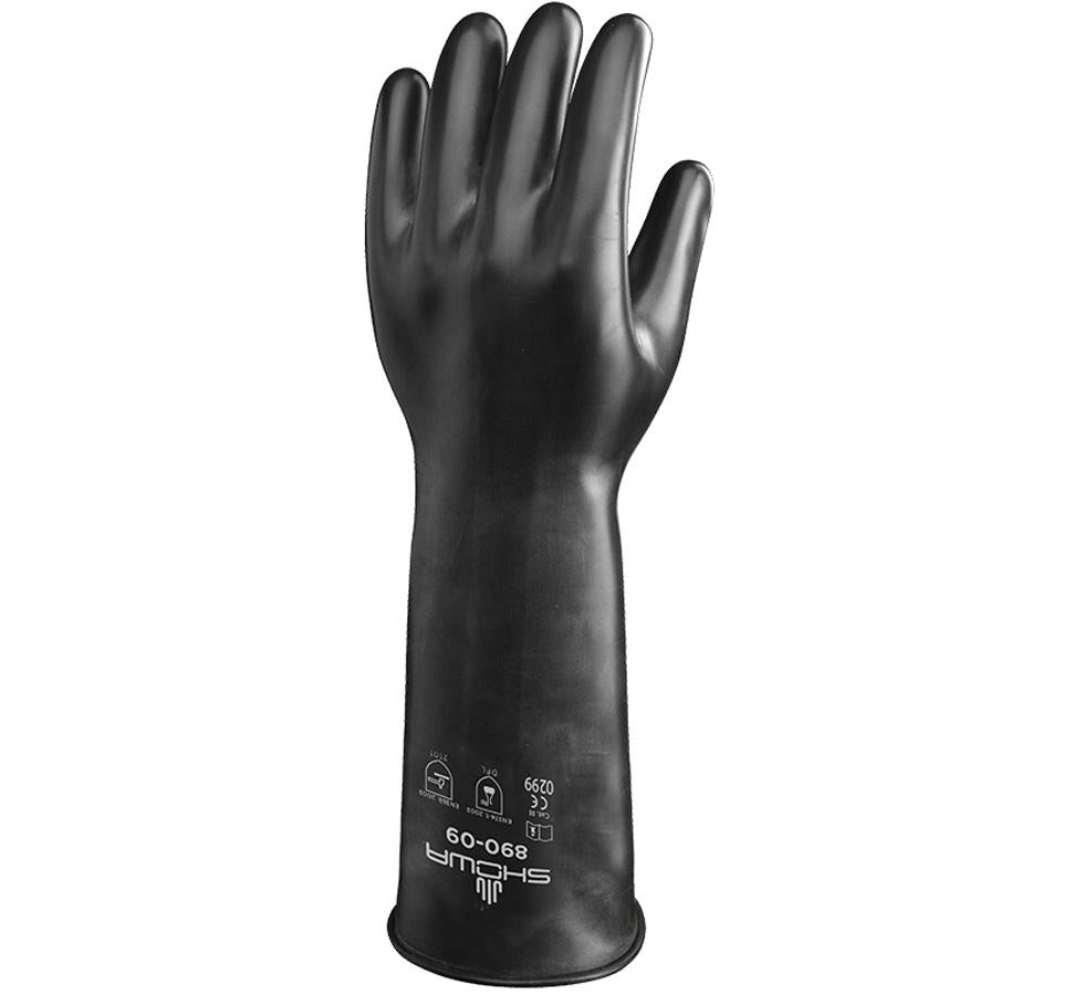 A Single Shiny Matte Black Long Length Cuff Showa Best 890E Best Viton Unlined Viton over Butyl Glove, 0,70mm Thick - Sentinel Laboratories Ltd