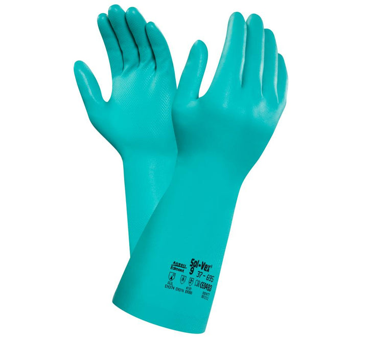 A Pair of Light Blue Long Length Cuff SOLVEX® 37-695 Gloves - Sentinel Laboratories Ltd