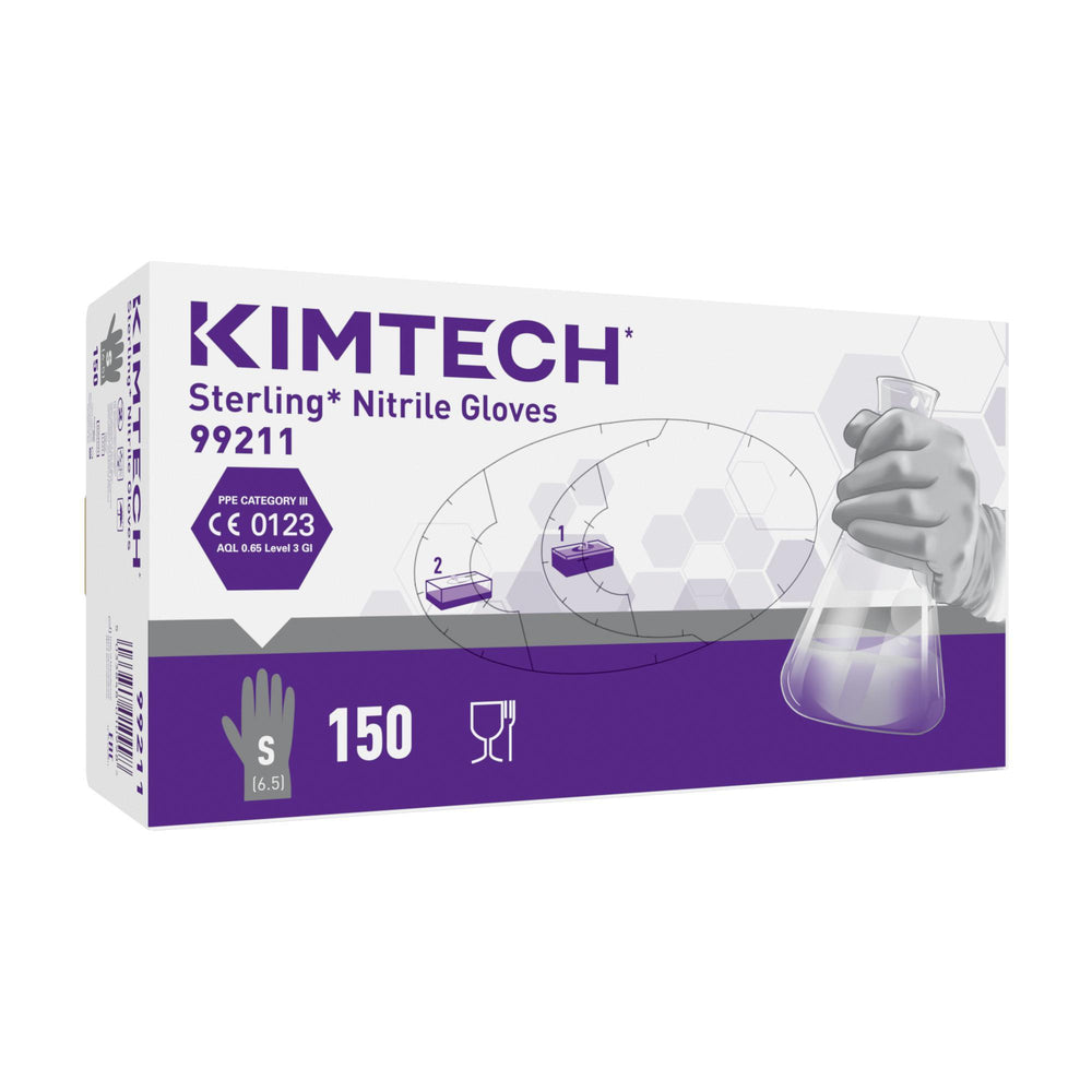 A White, Grey and Purple Box of KIMTECH* STERLING* Nitrile Gloves - 24cm Ambidextrous - 99210 - Sentinel Laboratories Ltd