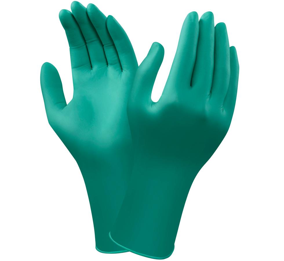 A Pair of Teal Green Coloured TOUCH N TUFF® 92-605 Nitrile Gloves - Sentinel Laboratories Ltd