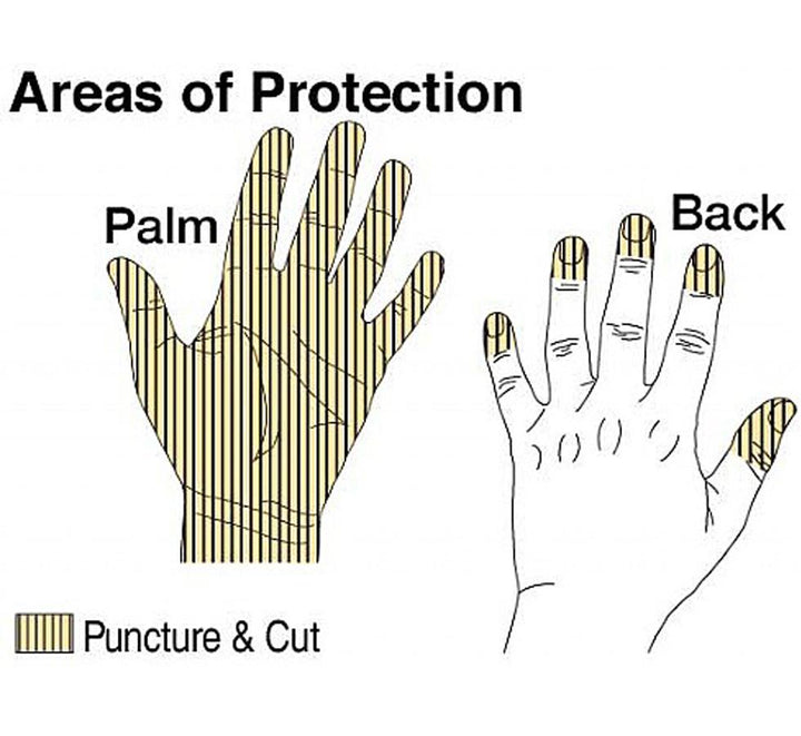 Diagram Showing Areas of Protection for TurtleSkin® Utility Gloves - Sentinel Laboratories Ltd