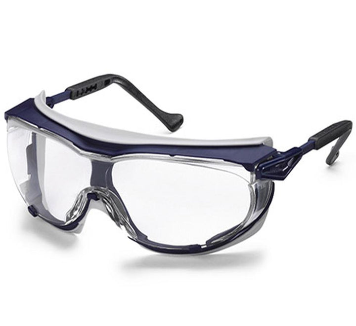 Clear Lenses uvex skyguard NT Safety Glasses - Navy and White Frame - Sentinel Laboratories Ltd