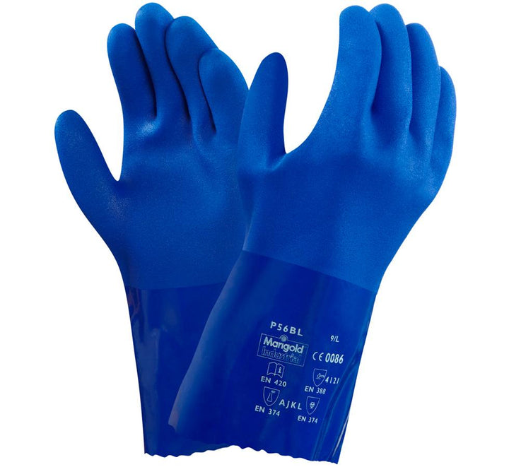A Pair of Dark Blue VERSATOUCH® 23-200 (previously P56BL) Gloves with White Lettering on Cuffs - Sentinel Laboratories Ltd
