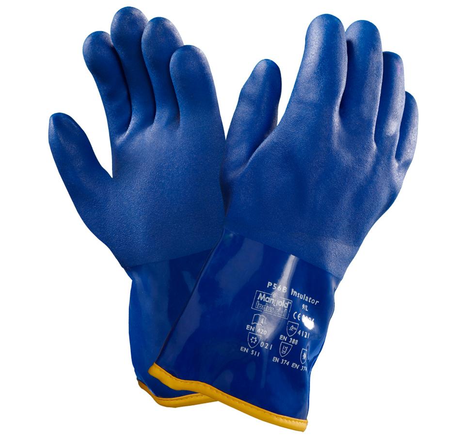 A Pair of Dark Navy VERSATOUCH® 23-202 (previously P56B Insulator) Gloves with White Lettering on Cuffs and Yellow Rim - Sentinel Laboratories Ltd