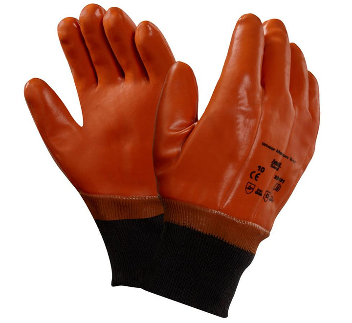 A Pair of Shiny Orange WINTER MONKEY GRIP® 23-191 Gloves with Black Cuffs - Sentinel Laboratories Ltd