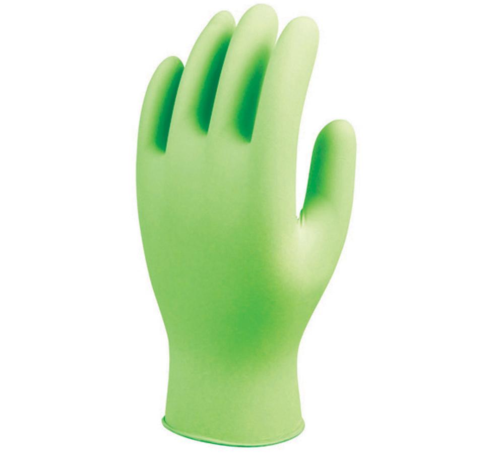 A Single Lime Green Coloured i7705PFT N-Dex Accelerator Free & Powder Free Nitrile Gloves - Sentinel Laboratories Ltd
