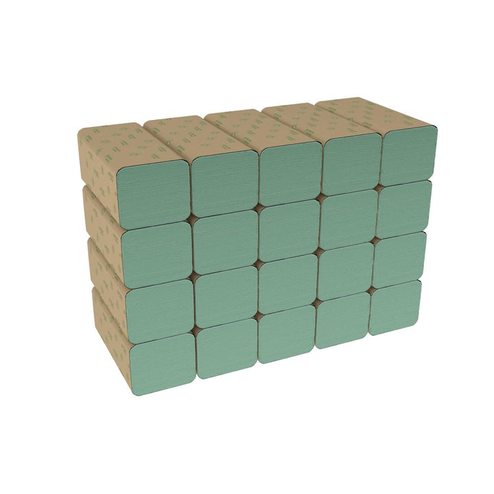 A Stack of Brown and Green 6019 Paper Hand Towels