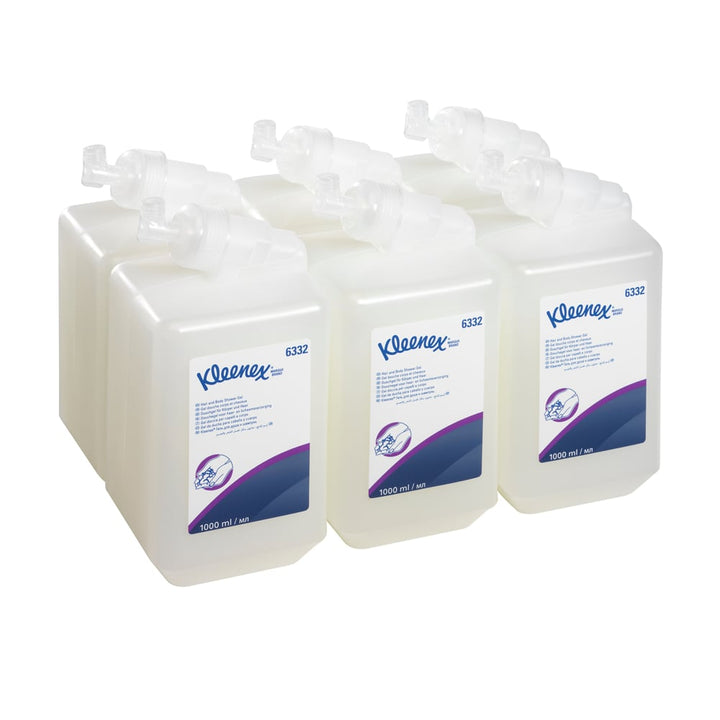 6332 Kleenex® Hair and Body Shower Gel - 1 Litre / 6 Packs