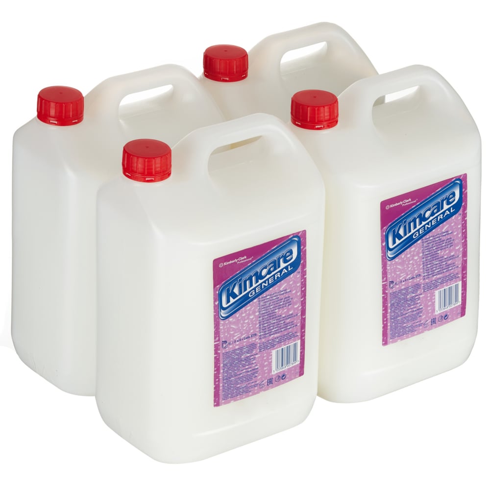 A Stack of Four Jugs of 6335 Kimcare General Hand Cleanser