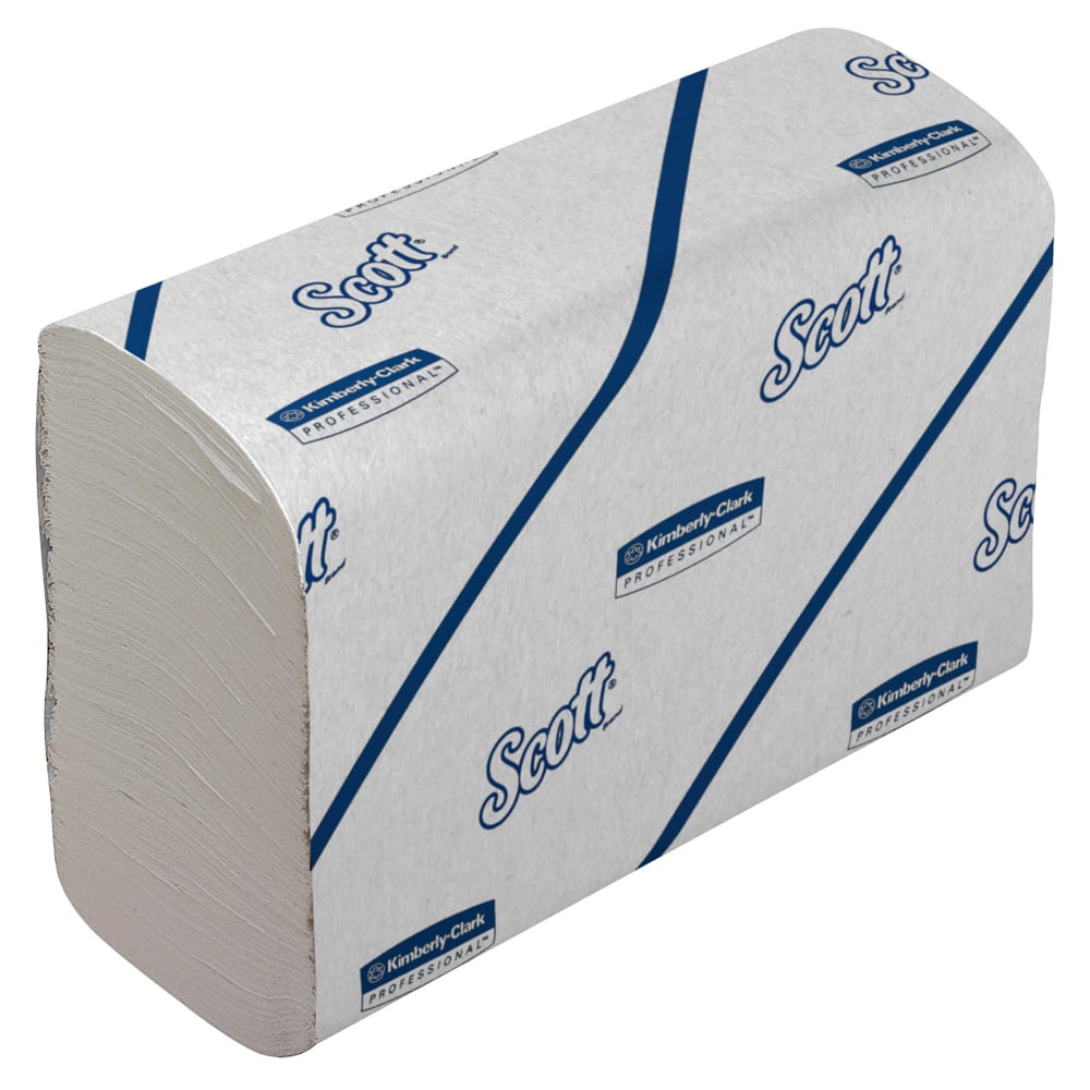 A White and Blue Stack of 6636 Scott Essential Paper Hand Towels