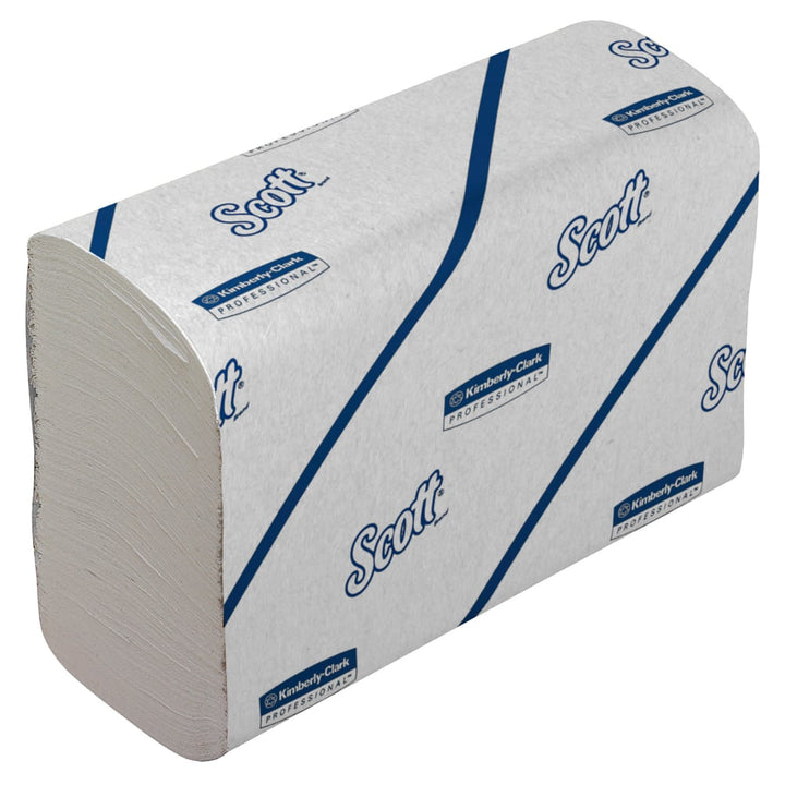 A White and Blue Stack of 6636 Scott Essential Paper Hand Towels