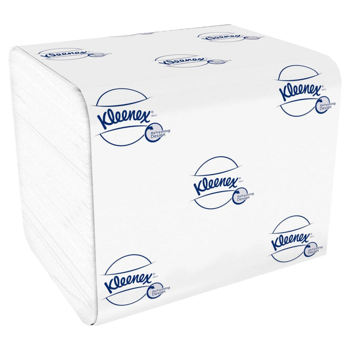 A White and Blue Pack of 8408 Kleenex Folded Paper Hand Towels