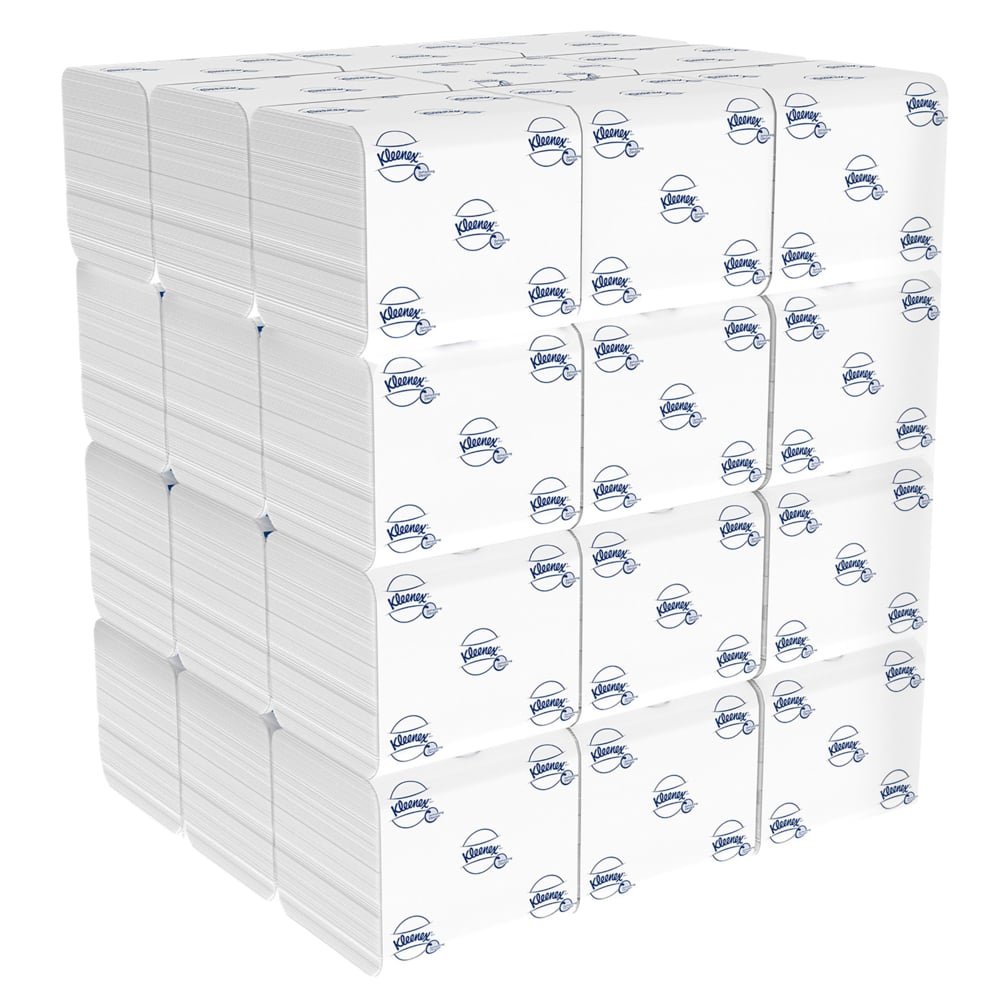 A Stack of White 8408 Kleenex Paper Folded Hand Towels