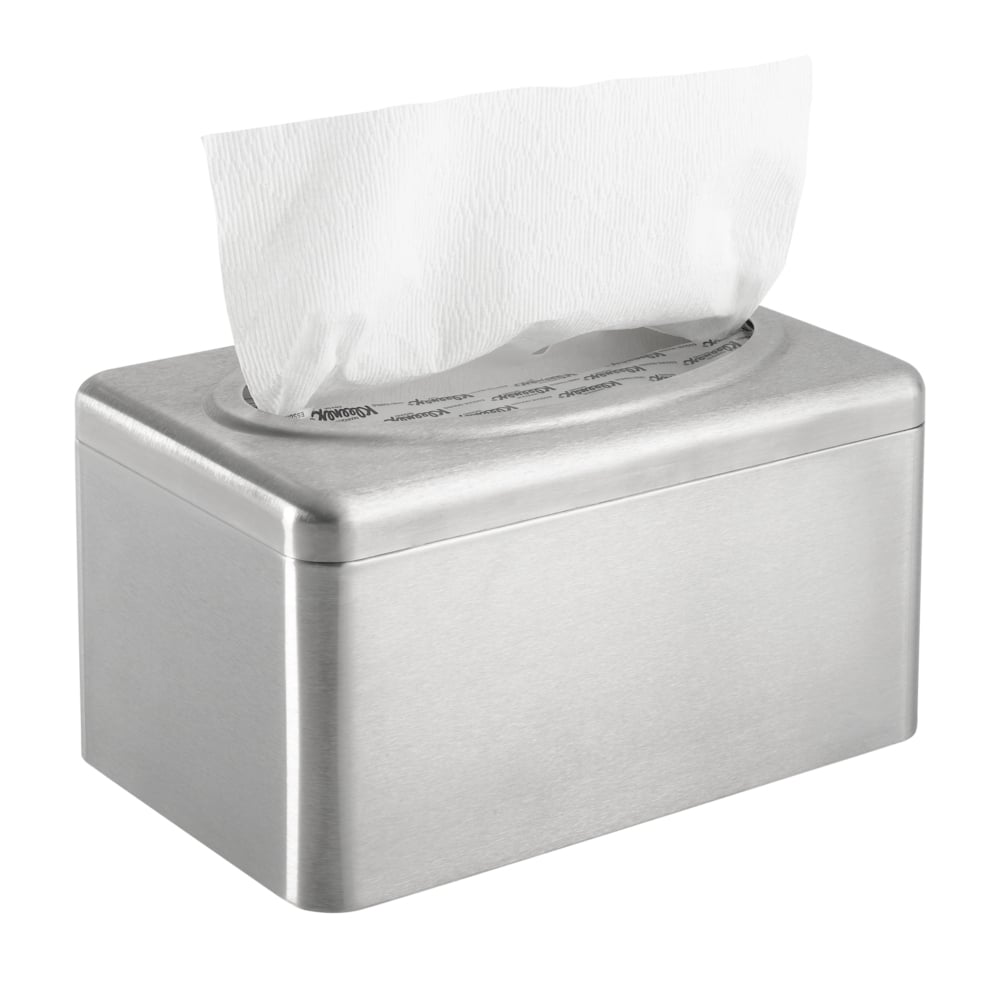 A White Tissue In a 9924 Kimberly Clark Stainless Steel Hand Towel Dispenser