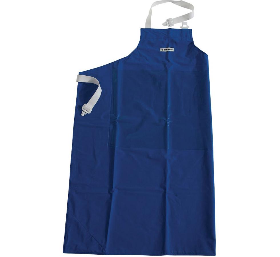 A Single Blue Ocean Industrial Apron with White Straps - Sentinel Laboratories Ltd