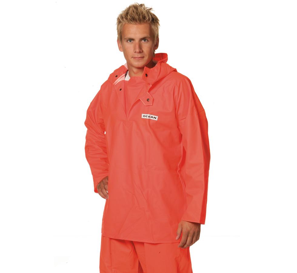 Man Wearing Salmon Orange Coloured Ocean Budget Smock with Trousers - Sentinel Laboratories Ltd
