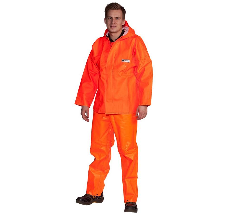 Man Wearing Bright Orange Ocean Off-Shore Jacket and Trousers with Black Boots - Sentinel Laboratories Ltd