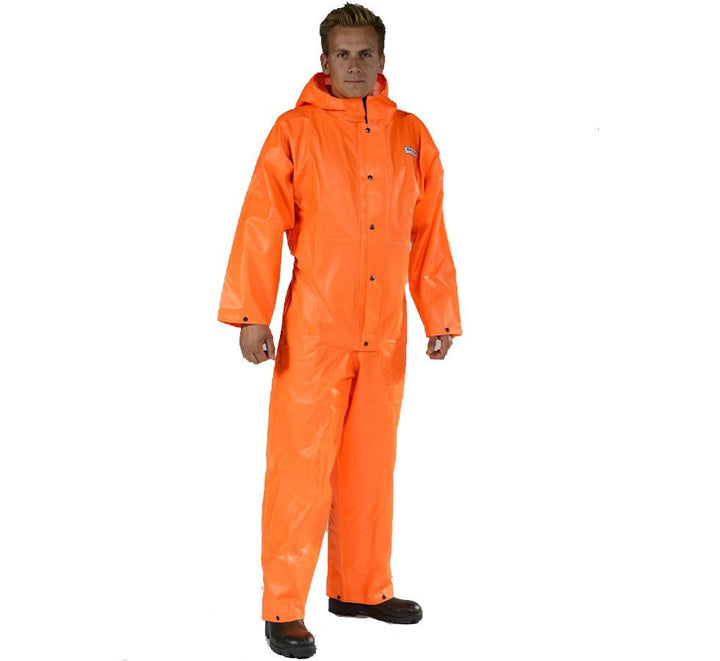 Man Wearing Bright Orange Ocean Off-Shore Coverall with Black Boots - Sentinel Laboratories Ltd