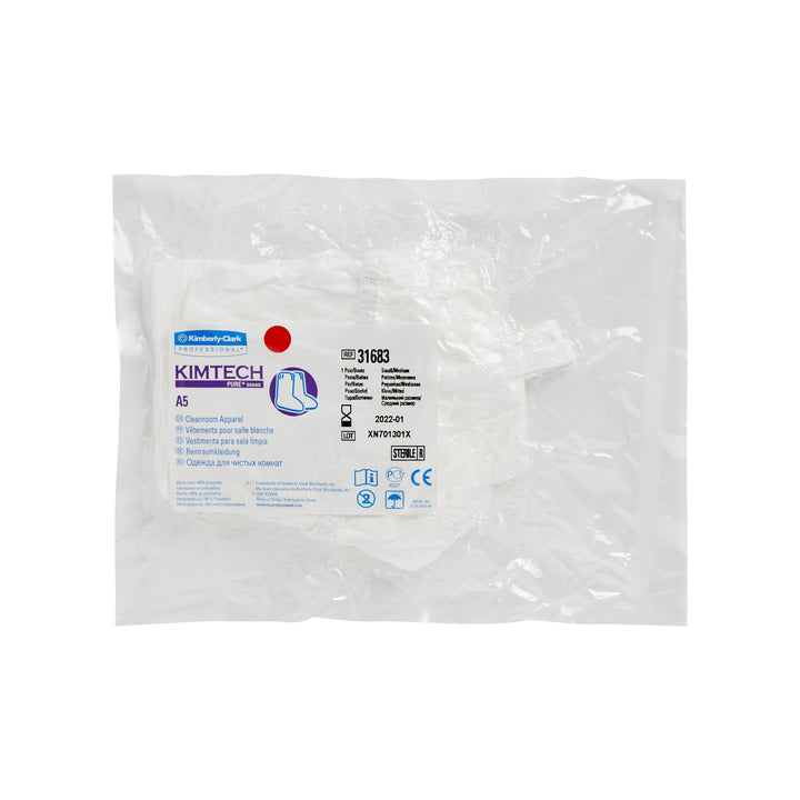 A Pack of a Pair of White 31683/31696 KIMTECH* A5 Sterile Boots - Vinyl Foot - Sentinel Laboratories Ltd