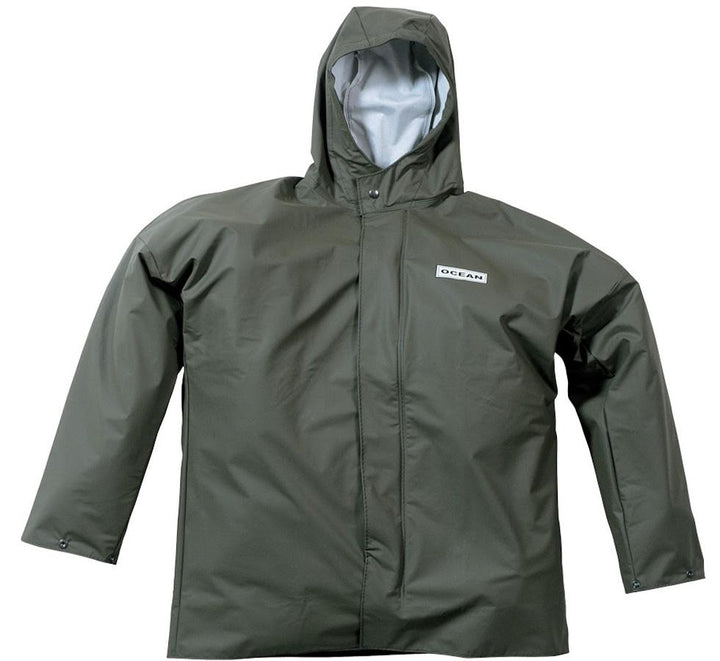 Olive Coloured Ocean Comfort Heavy Jacket Buttoned Up - Sentinel Laboratories Ltd