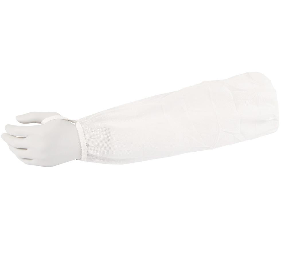 Arm with white KIMTECH PURE* A5 Sterile Sleeve Protector and white Glove - Sentinel Laboratories Ltd