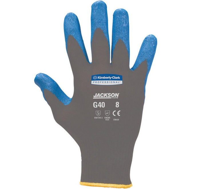 Grey 40225 JACKSON* G40 Blue Nitrile Foam Coated Gloves - White Lettering Blue Finger Tips - Sentinel Laboratories Ltd