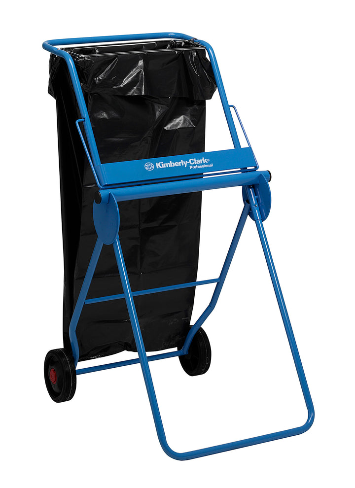 A Blue 6155 KIMBERLY-CLARK PROFESSIONAL* Mobile Wiper Dispenser with Black Bin Bag Attached - Sentinel Laboratories Ltd