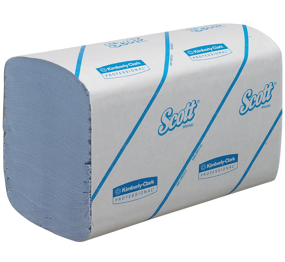 A White and Blue Pack of White Paper 6664 SCOTT® PERFORMANCE Hand Towels, Medium - Blue (previously 6660 SCOTT® PERFORMANCE Hand Towels) - Sentinel Laboratories Ltd