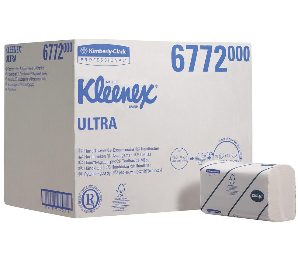 Box of White 6772 KLEENEX® ULTRA Hand Towels, Interfolded/Large - White - Sentinel Laboratories Ltd