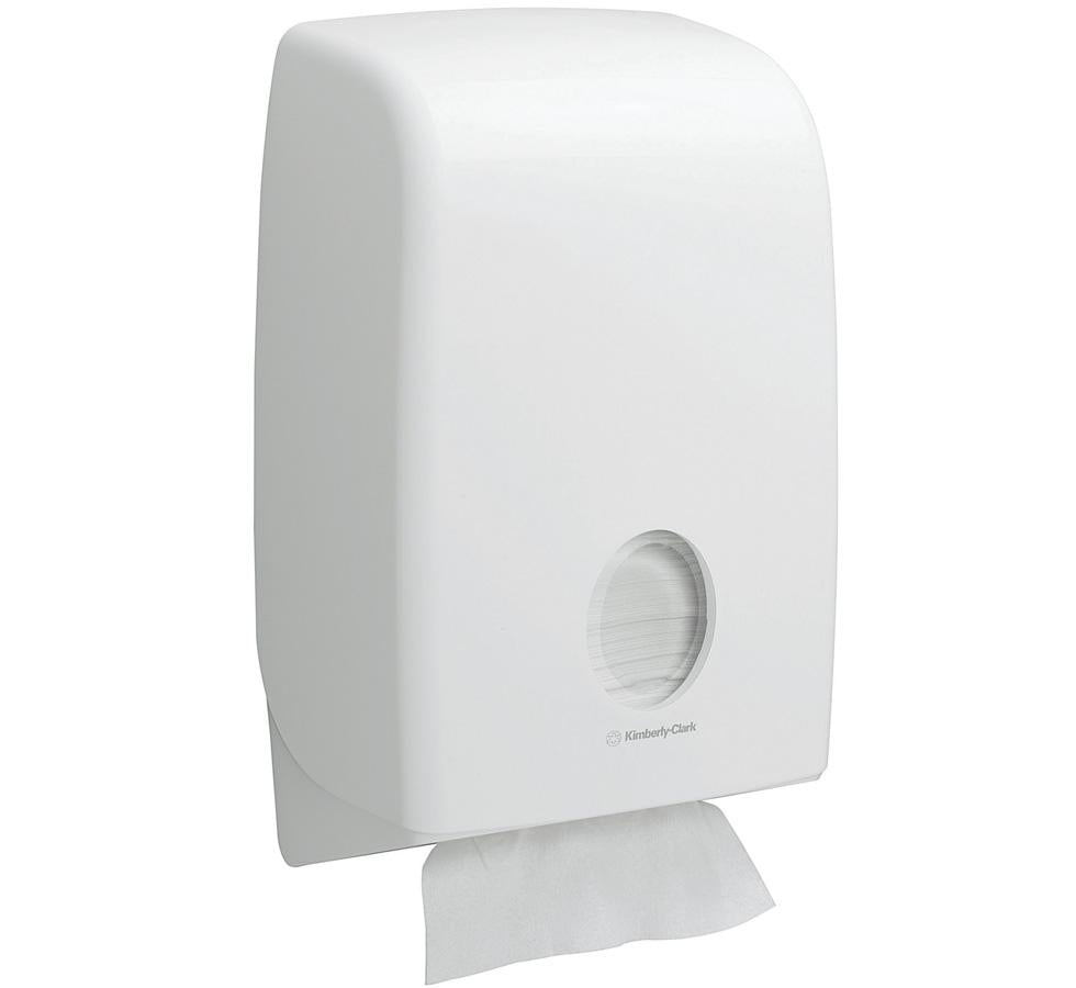 Single 6945 AQUARIUS* Folded Hand Towel Dispenser, Interleaved - White Design - Sentinel Laboratories Ltd