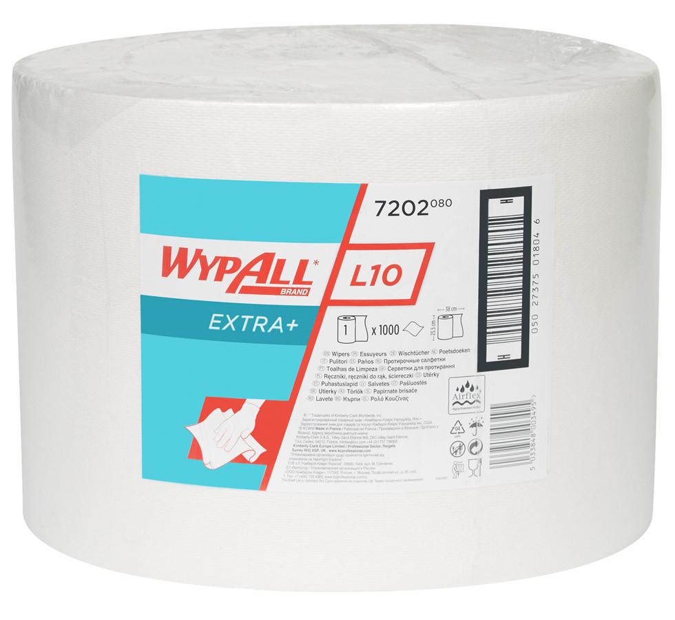 Single 7202 WYPALL* L10 Extra+ Wipers, Large Roll - White - Sentinel Laboratories Ltd