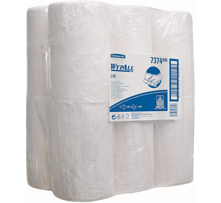 Pack of 7374 WYPALL* L10 Extra Wipers, Centrefeed Roll, White - 12 Rolls - Sentinel Laboratories Ltd