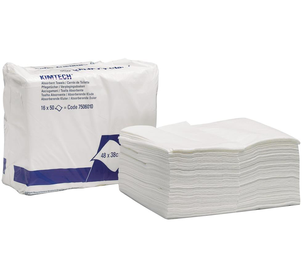 Opened pack of 7506 KIMTECH* Absorbent Towels, Z Fold - White with white background - Sentinel Laboratories Ltd