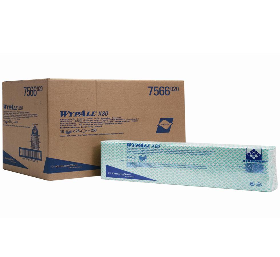 A Pack of Blue 7565 WYPALL* X80 Cleaning Cloths Next to it's Box, Interfolded - Sentinel Laboratories Ltd