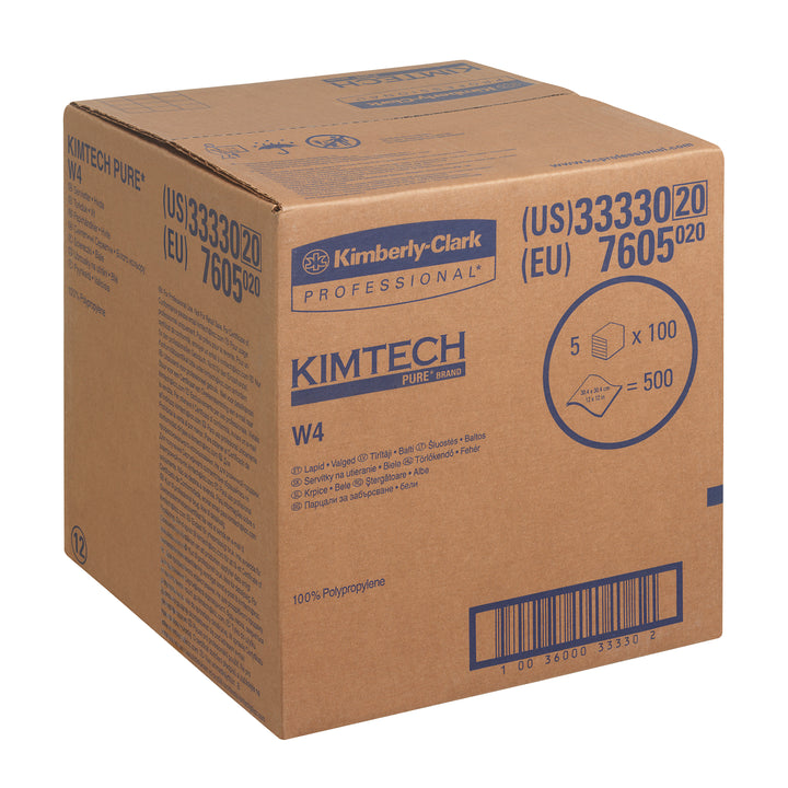 A Brown and Blue Lettering Case of 7605 KIMTECH PURE* CL4 Dry Wipers, 30.4cm x 30.4cm - Sentinel Laboratories Ltd