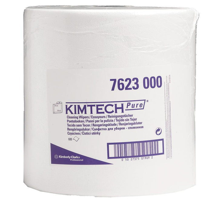 Large Roll of 7623 Kimtech Pure Cleaning Wipers, Large Roll - White with purple Text - Sentinel Laboratories Ltd