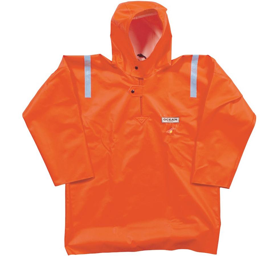 Bright Orange Ocean Hurricane Smock Buttoned Up with Reflective Shoulder Strips - Sentinel Laboratories Ltd