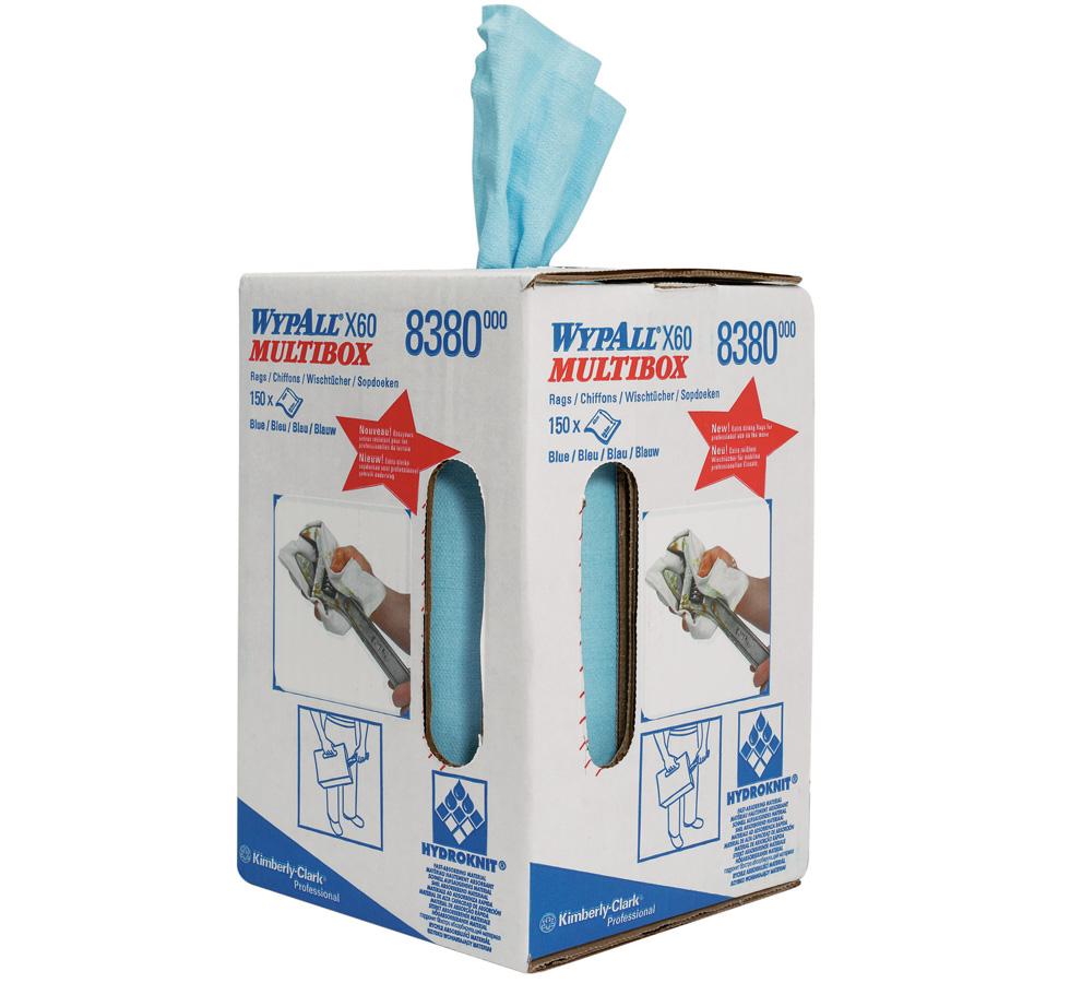 Open 8380 WYPALL* X60 MULTIBOX - Blue - Blue and Red Text/Design on White Background - Sentinel Laboratories Ltd