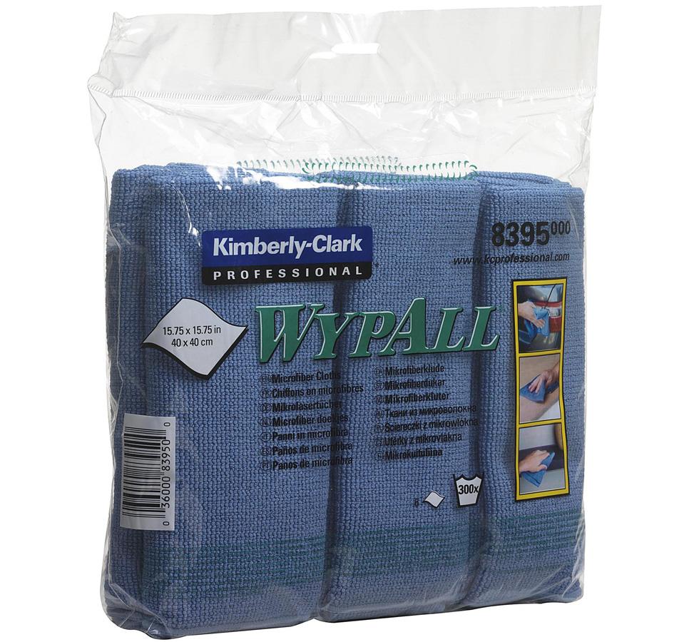 A Clear Pack of Blue 8394 WYPALL* Microfibre Cloths, Flat Sheet, 40 x 40cm - Sentinel Laboratories Ltd