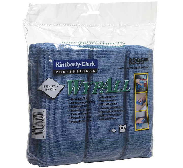 A Clear Pack of Blue 8394 WYPALL* Microfibre Cloths, Flat Sheet, 40 x 40cm - Sentinel Laboratories Ltd