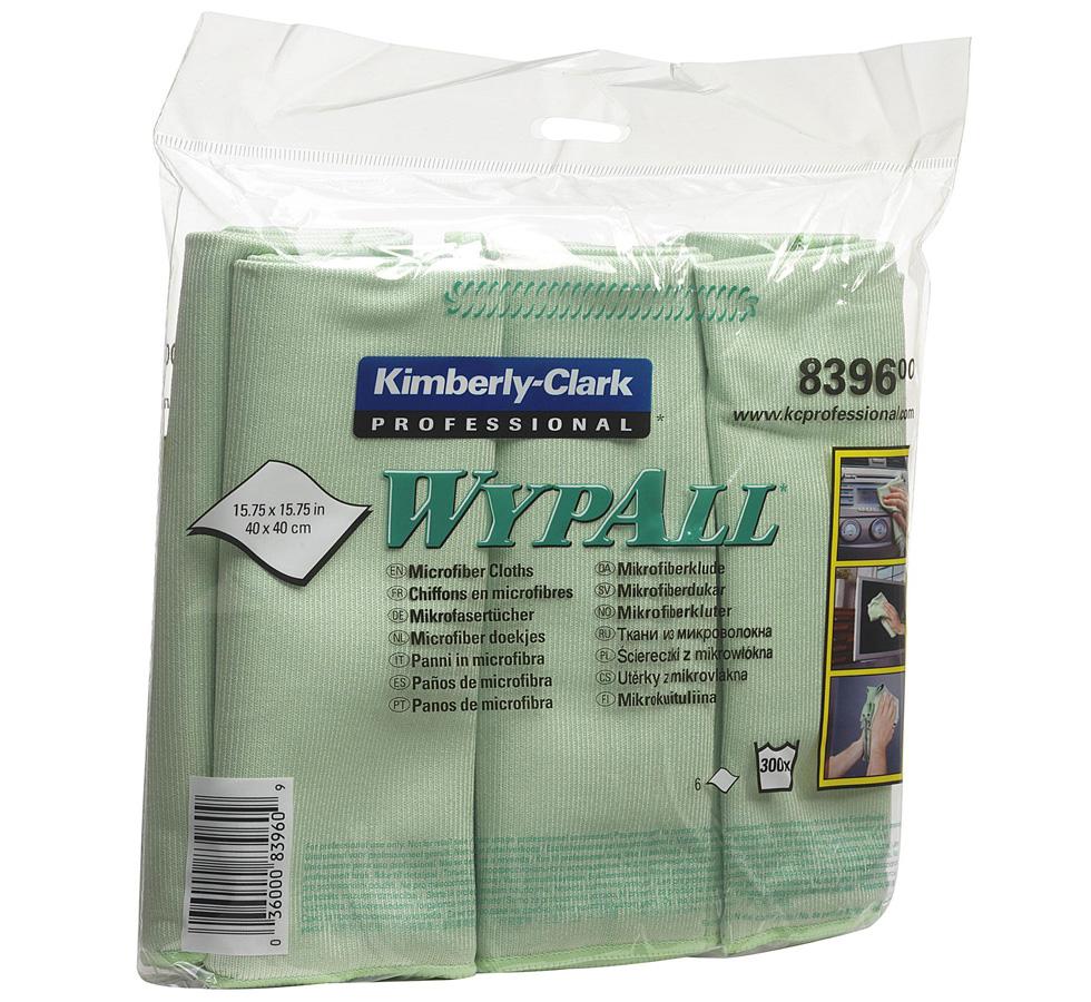 A Clear Pack of Green 8394 WYPALL* Microfibre Cloths, Flat Sheet, 40 x 40cm - Sentinel Laboratories Ltd