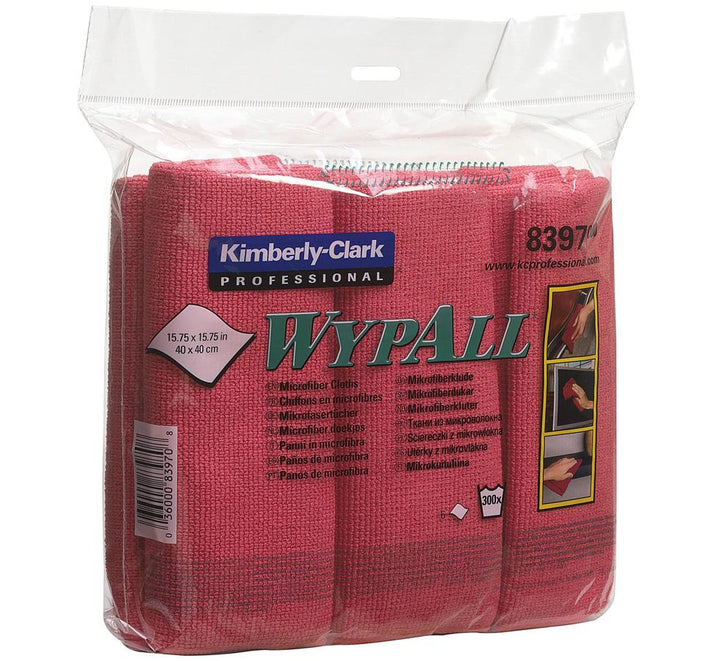 A Clear Pack of Red 8394 WYPALL* Microfibre Cloths, Flat Sheet, 40 x 40cm - Sentinel Laboratories Ltd